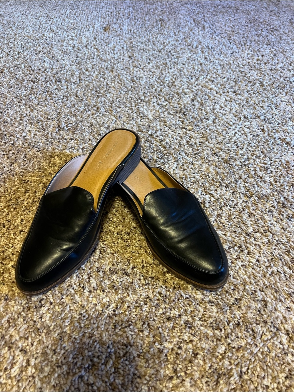 Madden Girl Black Vegan Leather Slip-On Loafers Mules ❤️